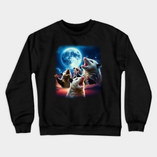 Opossums howling at the Moon Crewneck Sweatshirt